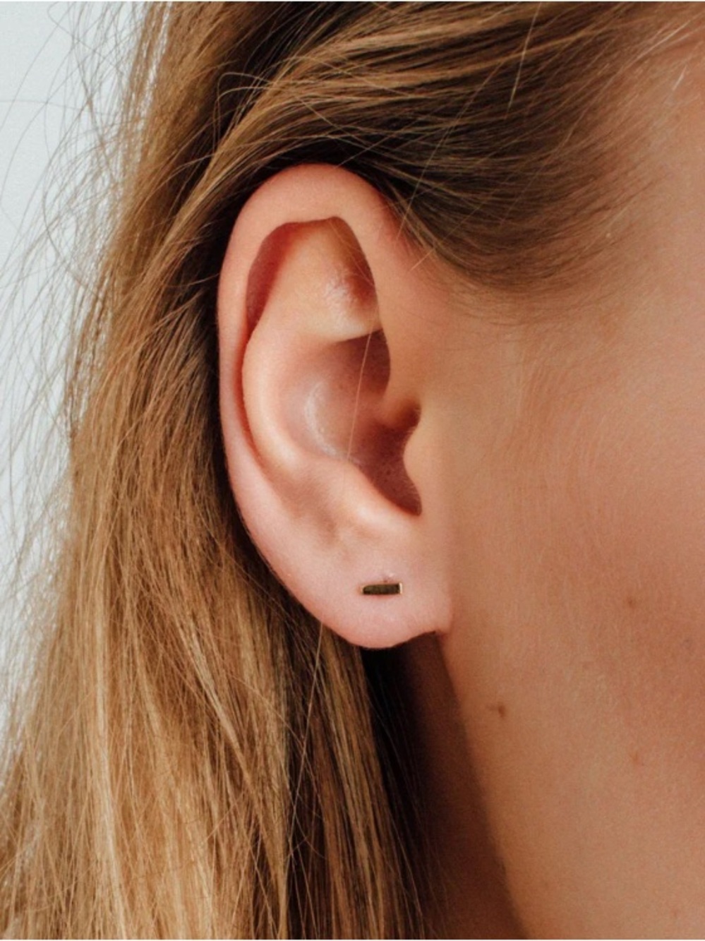 Aurate mini gold bar earrings 14k gold